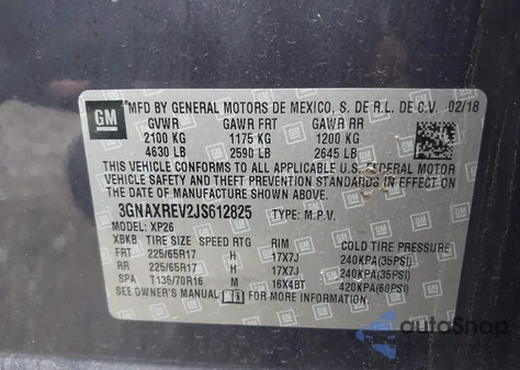 2018 Chevrolet Equinox Ls from USA, damaged, VIN 3GNAXREV2JS612825